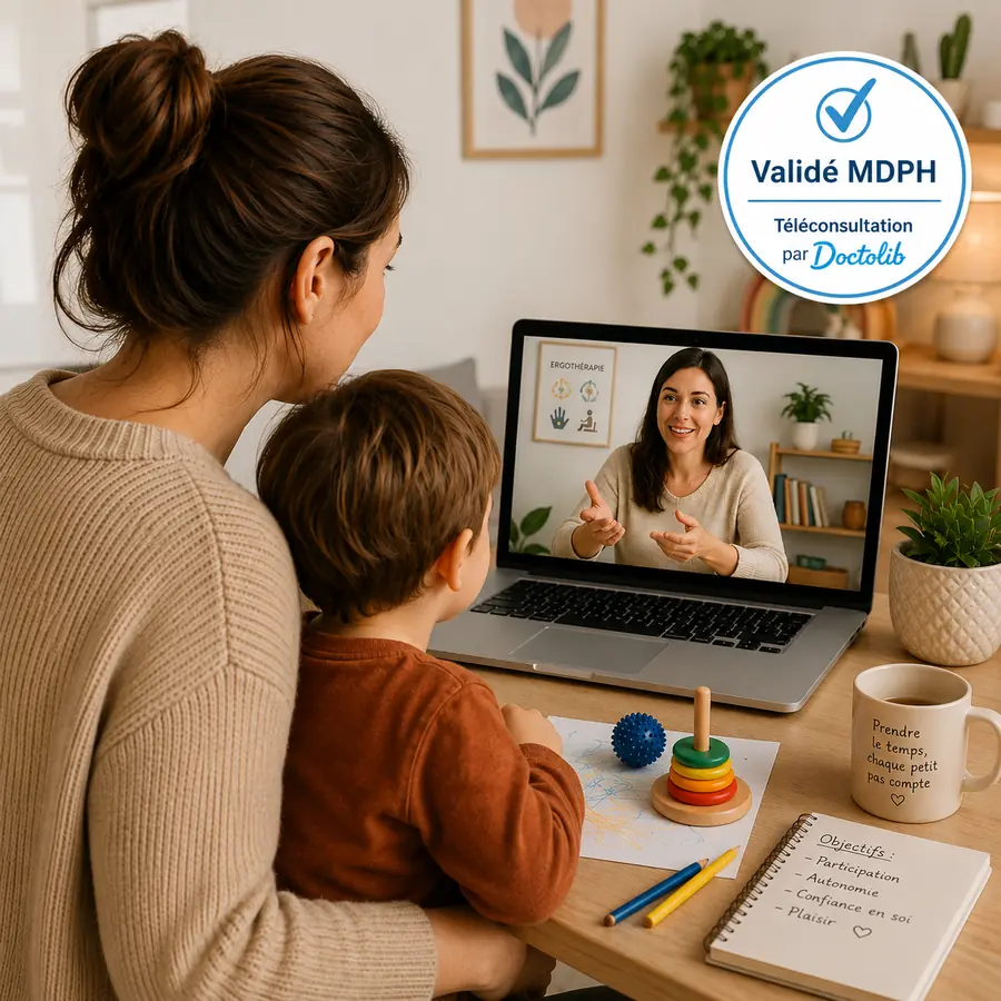 Bilan en ergothérapie en téléconsultation Doctolib pour enfant, Ergothérapeute Marseille